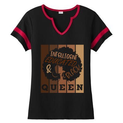 Black History Month Intelligent Black And Educated Queen Gift Ladies Halftime Notch Neck Tee