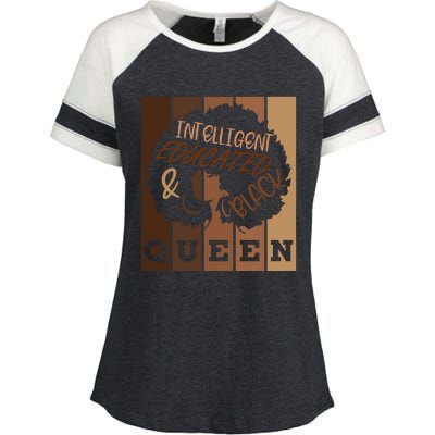 Black History Month Intelligent Black And Educated Queen Gift Enza Ladies Jersey Colorblock Tee