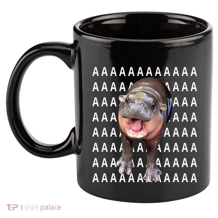 Baby Hippo Moo Deng 11oz C Handle Ceramic Mug
