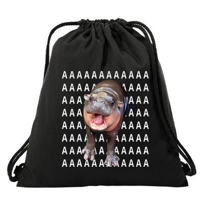 Baby Hippo Moo Deng Drawstring Bag