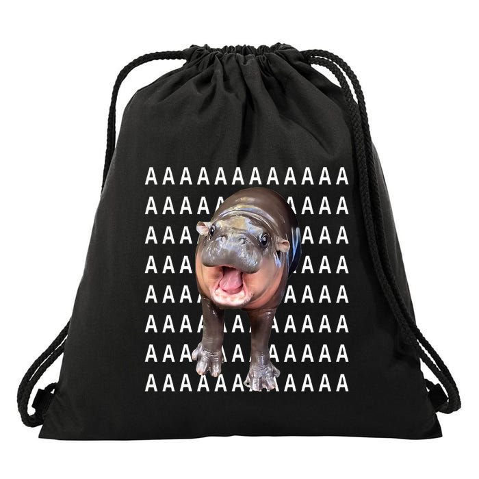 Baby Hippo Moo Deng Drawstring Bag