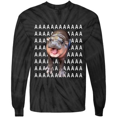 Baby Hippo Moo Deng Tie-Dye Long Sleeve Shirt
