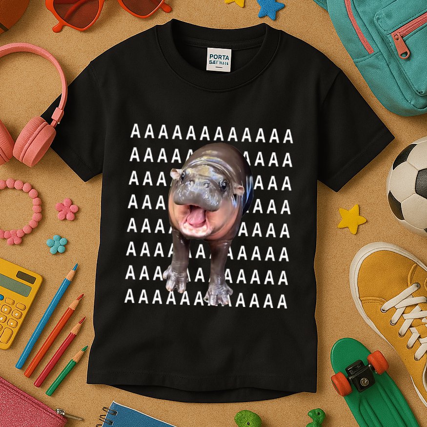 Baby Hippo Moo Deng Kids T-Shirt