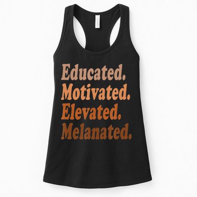 Black History Month Educated Motivated Elevated Melanated Womens Tank Top