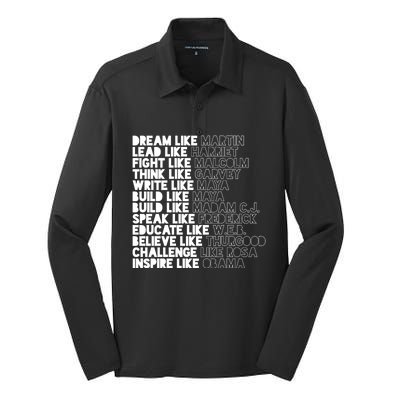 Black History Month Black Leaders Influential Inspirational Gift Silk Touch Performance Long Sleeve Polo