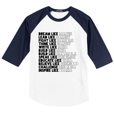 Black History Month Black Leaders Influential Inspirational Gift Baseball Sleeve Shirt