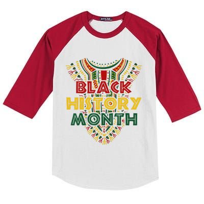 Black History Month African American Flag Juneteenth Dashiki Kids Colorblock Raglan Jersey