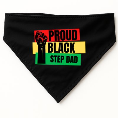 Black History Month Proud Black Step Dad Bonus Daddy Father Gift USA-Made Doggie Bandana