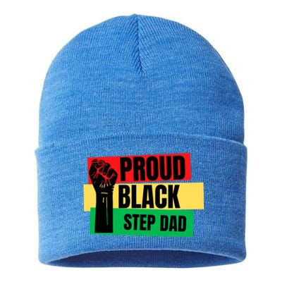 Black History Month Proud Black Step Dad Bonus Daddy Father Gift Sustainable Knit Beanie