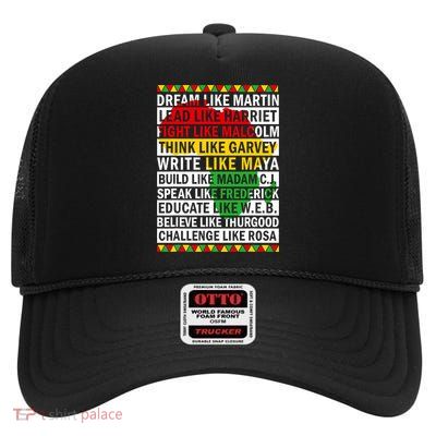 Black History Month Dream Like African Leader High Crown Mesh Back Trucker Hat