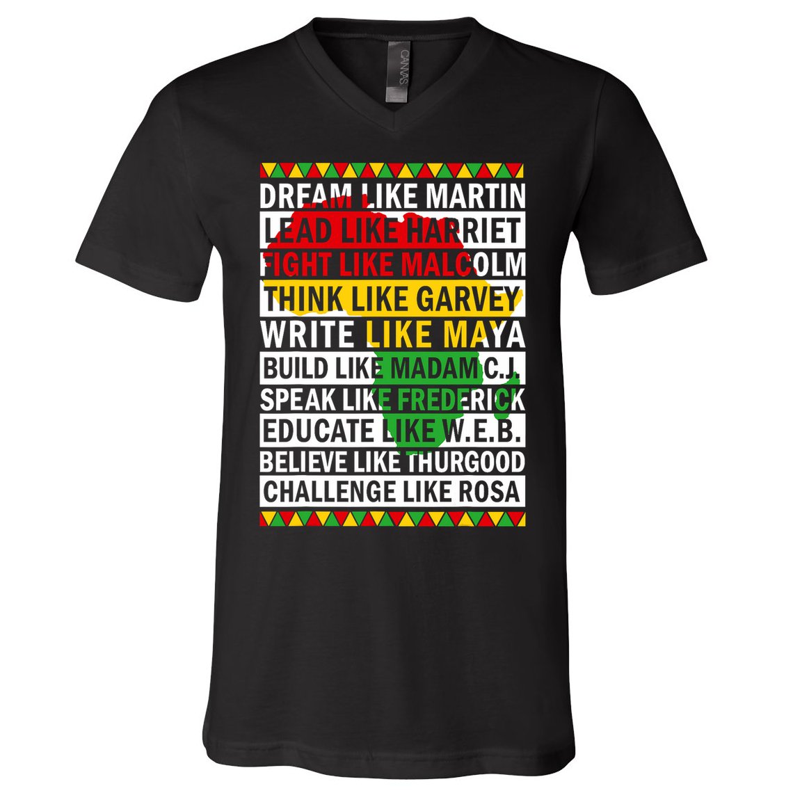 Black History Month Dream Like African Leader V-Neck T-Shirt