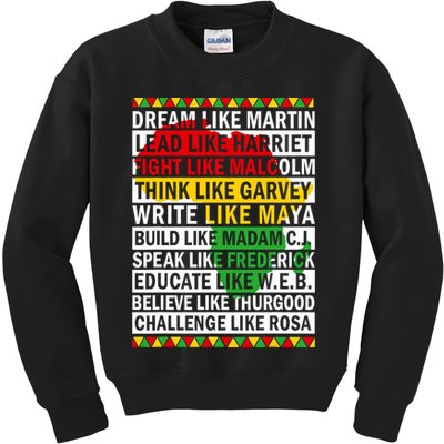 Black History Month Dream Like African Leader Kids Sweatshirt