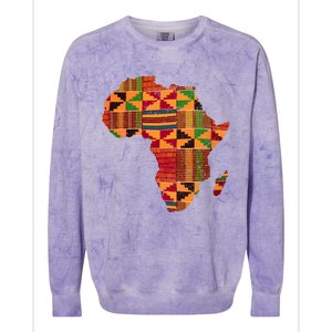 Black History Month Shirts Cool Africa Map Kente Cloth Gift African Lover Colorblast Crewneck Sweatshirt