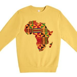 Black History Month Shirts Cool Africa Map Kente Cloth Gift African Lover Premium Crewneck Sweatshirt