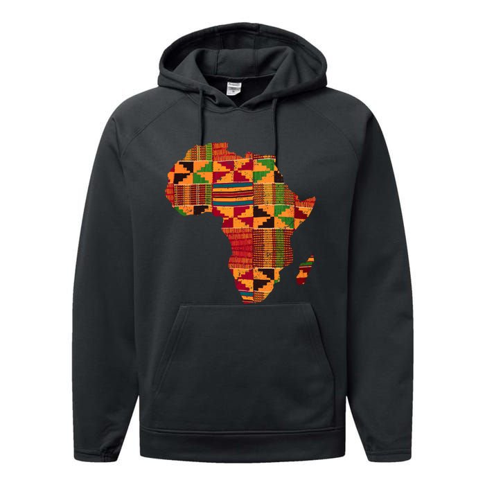 Black History Month Shirts Cool Africa Map Kente Cloth Gift African Lover Performance Fleece Hoodie