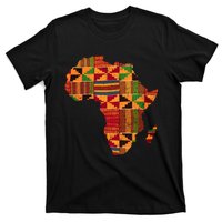 Black History Month Shirts Cool Africa Map Kente Cloth Gift African Lover T-Shirt