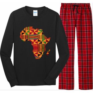 Black History Month Shirts Cool Africa Map Kente Cloth Gift African Lover Long Sleeve Pajama Set