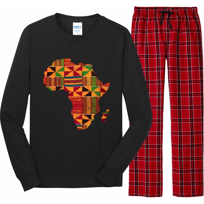 Black History Month Shirts Cool Africa Map Kente Cloth Gift African Lover Long Sleeve Pajama Set