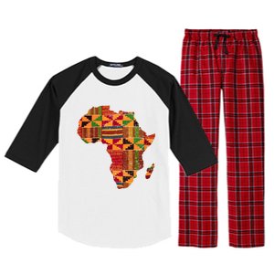 Black History Month Shirts Cool Africa Map Kente Cloth Gift African Lover Raglan Sleeve Pajama Set