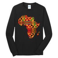 Black History Month Shirts Cool Africa Map Kente Cloth Gift African Lover Tall Long Sleeve T-Shirt