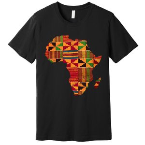 Black History Month Shirts Cool Africa Map Kente Cloth Gift African Lover Premium T-Shirt