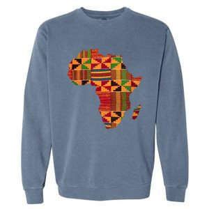 Black History Month Shirts Cool Africa Map Kente Cloth Gift African Lover Garment-Dyed Sweatshirt