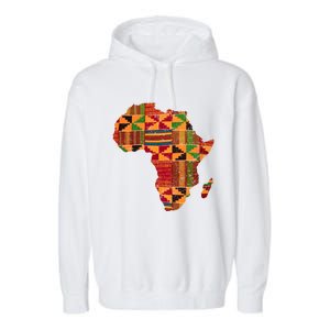 Black History Month Shirts Cool Africa Map Kente Cloth Gift African Lover Garment-Dyed Fleece Hoodie