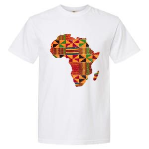 Black History Month Shirts Cool Africa Map Kente Cloth Gift African Lover Garment-Dyed Heavyweight T-Shirt