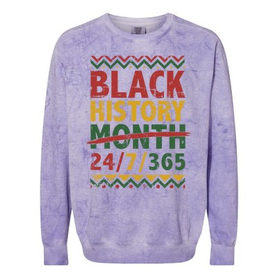 Black History Month 24/7/365 With African Flag Funny Gift Colorblast Crewneck Sweatshirt