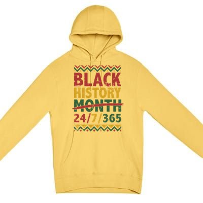 Black History Month 24/7/365 With African Flag Funny Gift Premium Pullover Hoodie