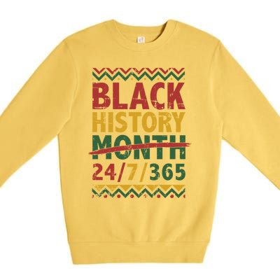 Black History Month 24/7/365 With African Flag Funny Gift Premium Crewneck Sweatshirt