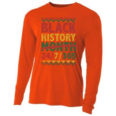 Black History Month 24/7/365 With African Flag Funny Gift Cooling Performance Long Sleeve Crew