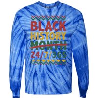 Black History Month 24/7/365 With African Flag Funny Gift Tie-Dye Long Sleeve Shirt