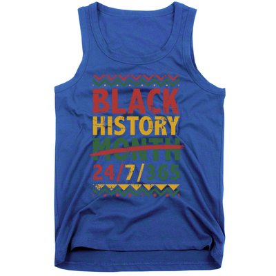 Black History Month 24/7/365 With African Flag Funny Gift Tank Top