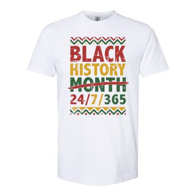 Black History Month 24/7/365 With African Flag Funny Gift Softstyle CVC T-Shirt