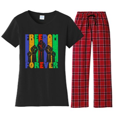 Black History Month Celebration Freedom Forever Women's Flannel Pajama Set