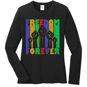 Black History Month Celebration Freedom Forever Ladies Long Sleeve Shirt