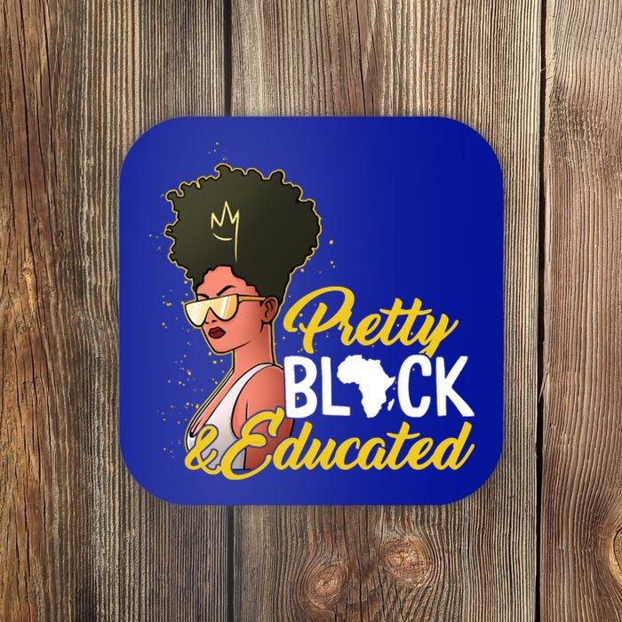 Black History Month Pretty Black And Educated Costume Great Gift Coaster