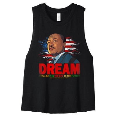 Black History Month Martin Have Dream Luther King Day Women's Racerback Cropped Tank