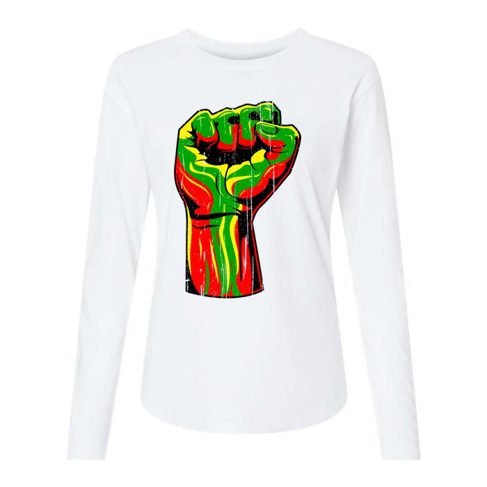 Black History Month Fist African American Gift Womens Cotton Relaxed Long Sleeve T-Shirt