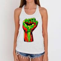 Black History Month Fist African American Gift Women's Knotted Racerback Tank