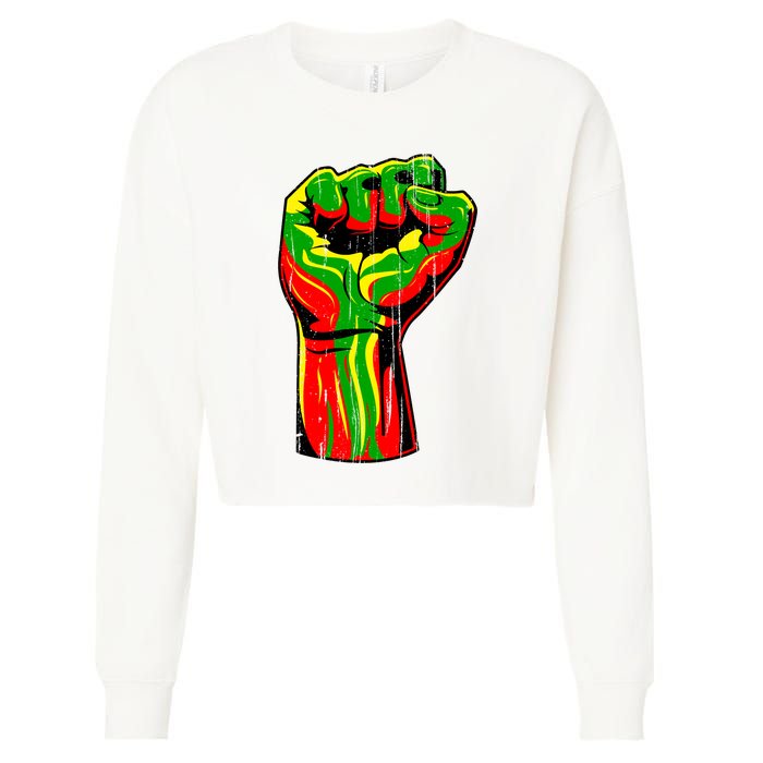 Black History Month Fist African American Gift Cropped Pullover Crew