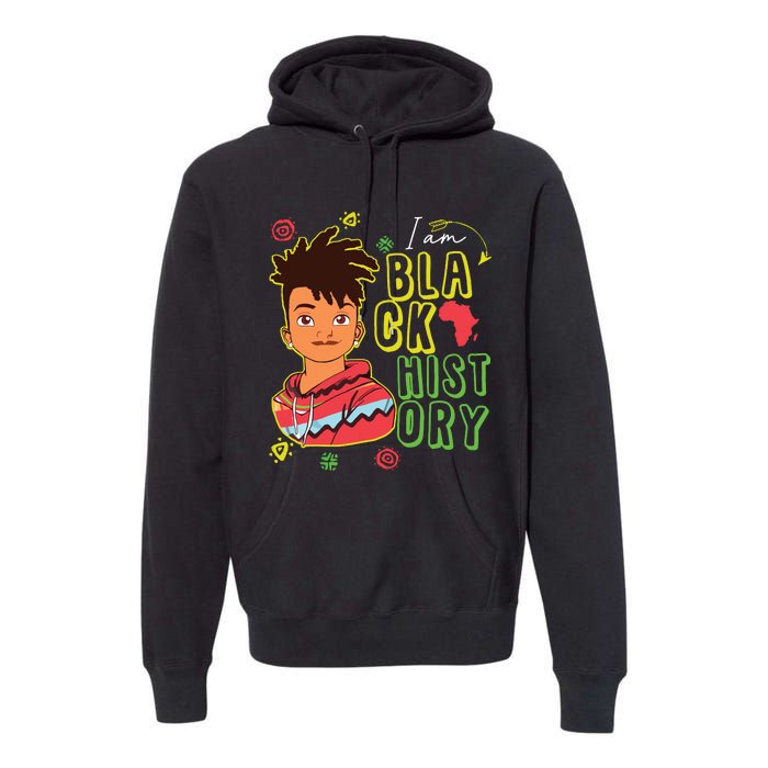 Black History Month Boy I Am African American Premium Hoodie