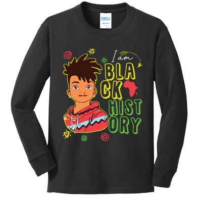 Black History Month Boy I Am African American Kids Long Sleeve Shirt