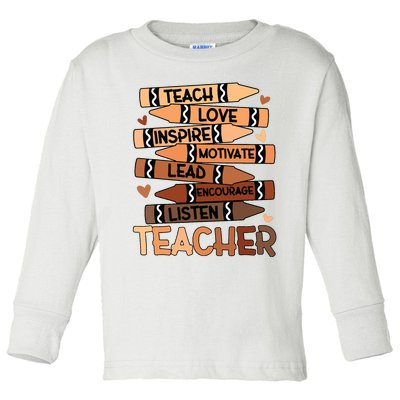 Black History Month Melanin Prek Preschool Teachers Toddler Long Sleeve Shirt