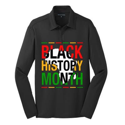 Black History Month African American Melanin Pride Gifts Silk Touch Performance Long Sleeve Polo