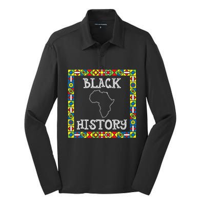 Black History Month Africa Gift Silk Touch Performance Long Sleeve Polo