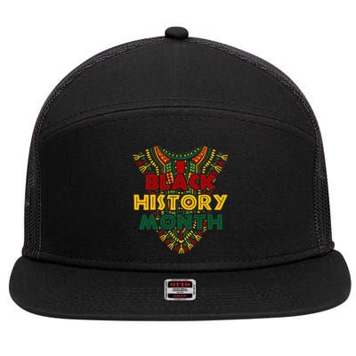 Black History Month African American Flag Juneteenth Dashiki 7 Panel Mesh Trucker Snapback Hat