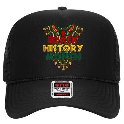 Black History Month African American Flag Juneteenth Dashiki High Crown Mesh Back Trucker Hat