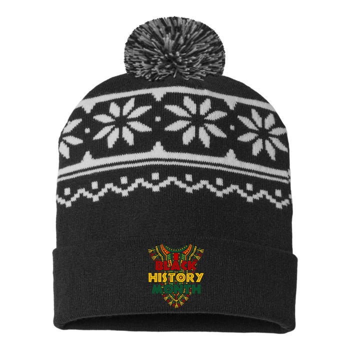 Black History Month African American Flag Juneteenth Dashiki USA-Made Snowflake Beanie